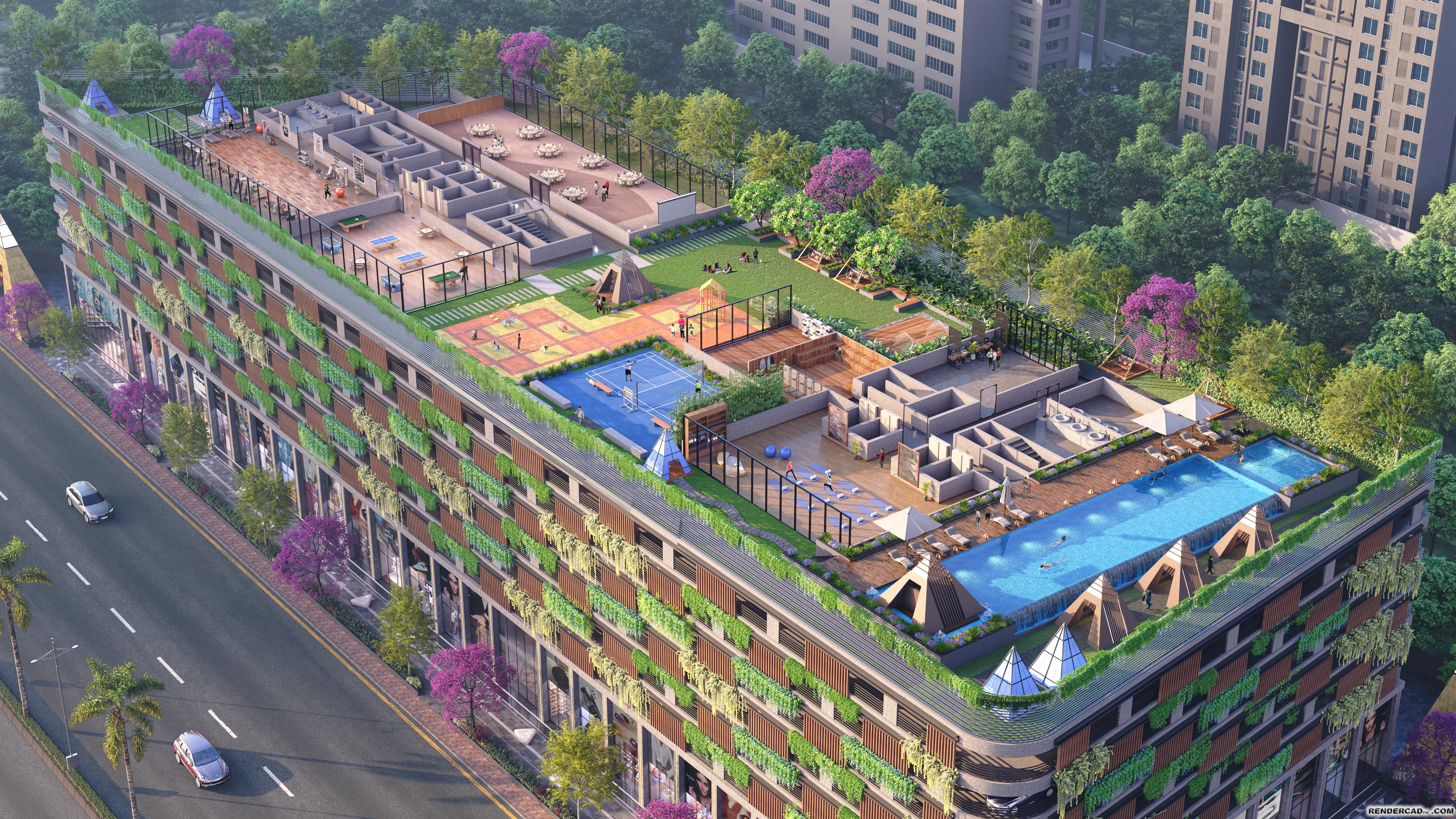 Podium Amenities Aerial View